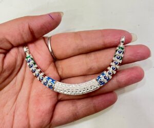 92.5 Pure Silver Monipuri Design Curved Hasuli Pendant (CN 9-54)
