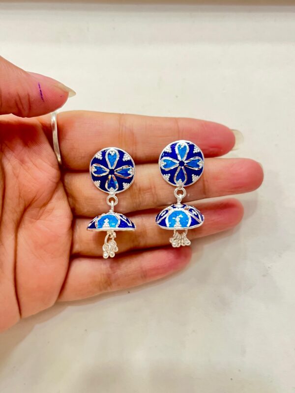 92.5 Pure Silver Kolka Design Minakari Jhumka (CN 8-89)