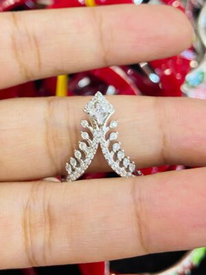 WhatsApp Image 2026-05-31 at 8.50.15 PM (3) 92.5 Silver White AD Barfi Design V Finger Ring