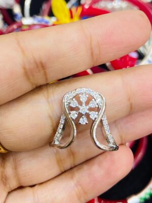 WhatsApp Image 2026-05-31 at 8.50.15 PM (5) 92.5 Silver White AD Floral Design V Finger Ring