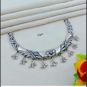 WhatsApp Image 2026-06-01 at 6.12.42 PM 92.5 Pure Silver Oxidize Floral Naksha Design Hasuli (CN 61)