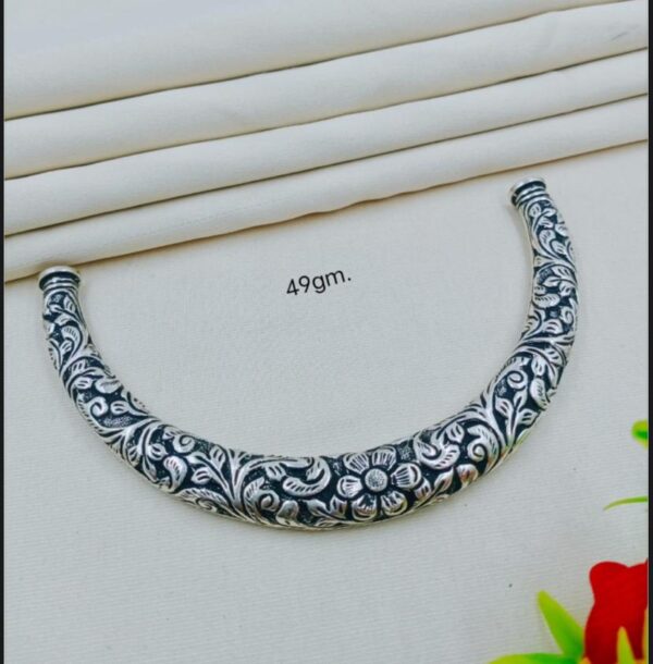 WhatsApp Image 2026-06-01 at 6.12.43 PM (1) 92.5 Pure Silver Oxidize Floral Kolka Design Hasuli (CN 49)