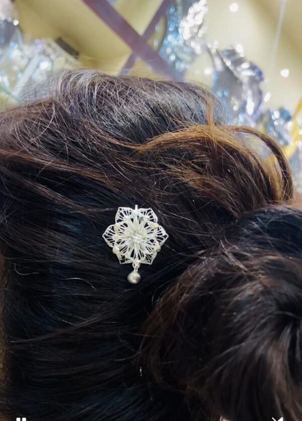 WhatsApp Image 2026-06-02 at 2.51.23 PM 92.5 Pure Silver Flower Design Filigri Work Khopa Pin
