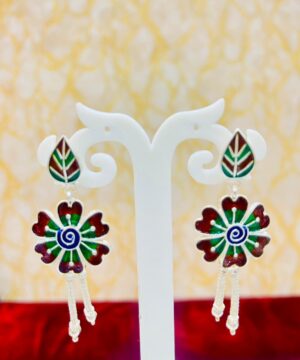 WhatsApp Image 2026-06-02 at 3.46.58 PM 92.5 Pure Silver Flower Leaf Minakari Earrings (CN 10-83)