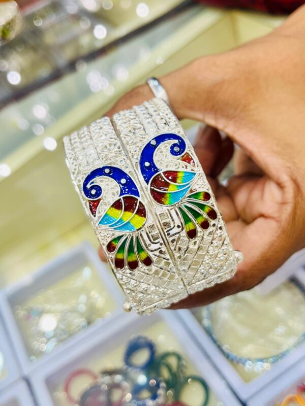 92.5 Pure Silver Peacock Design Minakari Chuur