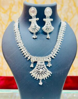 92.5 Pure Silver Kolka Design Necklace With Earrings