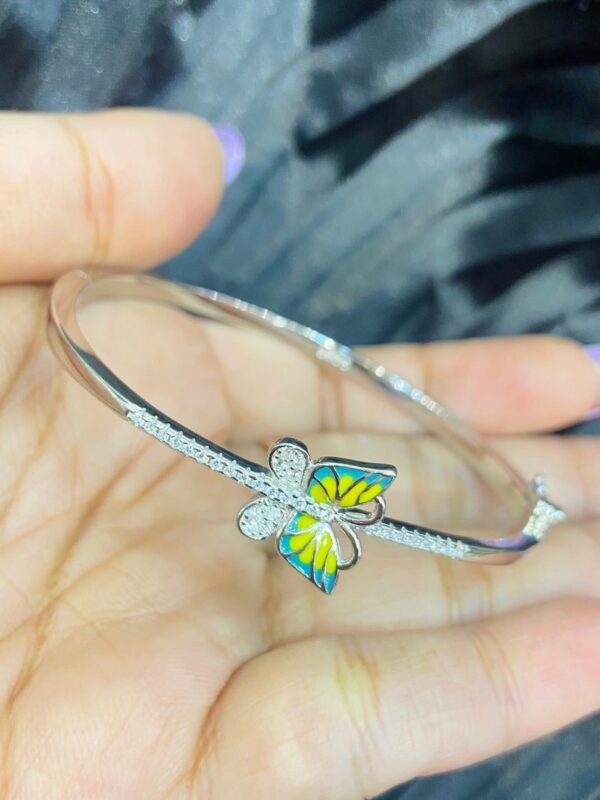 WhatsApp Image 2026-06-11 at 7.35.34 PM 92.5 Pure Silver Yellow Butterfly AD Stone Bracelet (CN12-50)