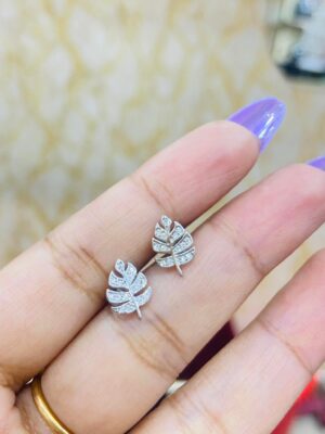 WhatsApp Image 2026-06-11 at 7.46.33 PM 92.5 Pure Silver AD Stone Leaf Design Ear Tops