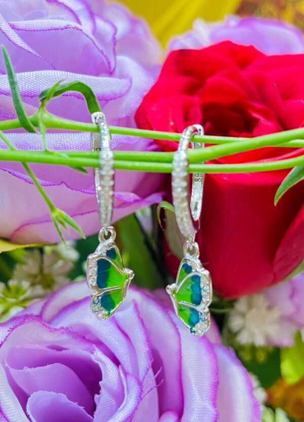 WhatsApp Image 2026-06-16 at 8.08.36 PM 92.5 Pure Silver Hanging Green Half Butterfly AD Stone Earrings