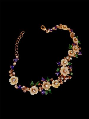 92.5 Pure Silver Flower Shape Chain Bracelet (CN 14-35)