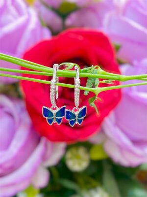 WhatsApp Image 2026-06-17 at 9.12.25 PM 92.5 Pure Silver Hanging Blue Butterfly Shape AD Stone Earrings