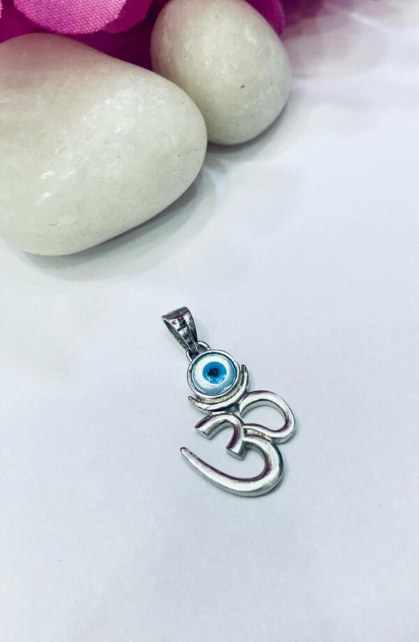 92.5 Pure Silver Evil Eye Omm Design Pendant