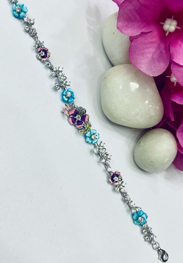 WhatsApp Image 2026-06-22 at 3.46.17 PM 92.5 Pure Silver Flower Shape Minakari Chain Bracelet