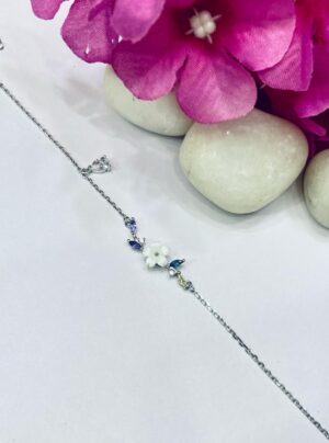 WhatsApp Image 2026-06-22 at 3.57.26 PM 92.5 Pure Silver Flower Leaf Design Chain Bracelet