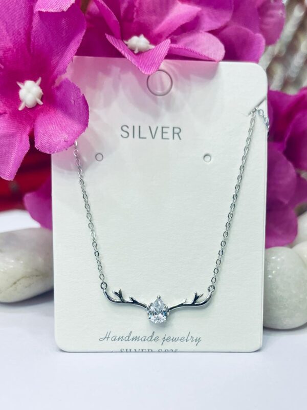 WhatsApp Image 2026-06-22 at 4.32.53 PM 92.5 Pure Silver AD Stone Deer Horn Shape Chain Pendant
