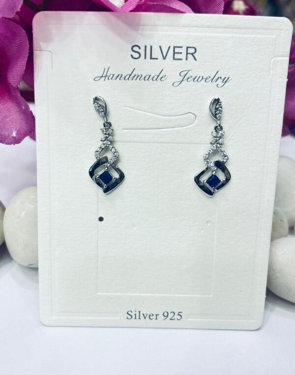 WhatsApp Image 2026-06-22 at 5.09.46 PM 92.5 Pure Silver Blue AD Stone Barfi Shape Earrings