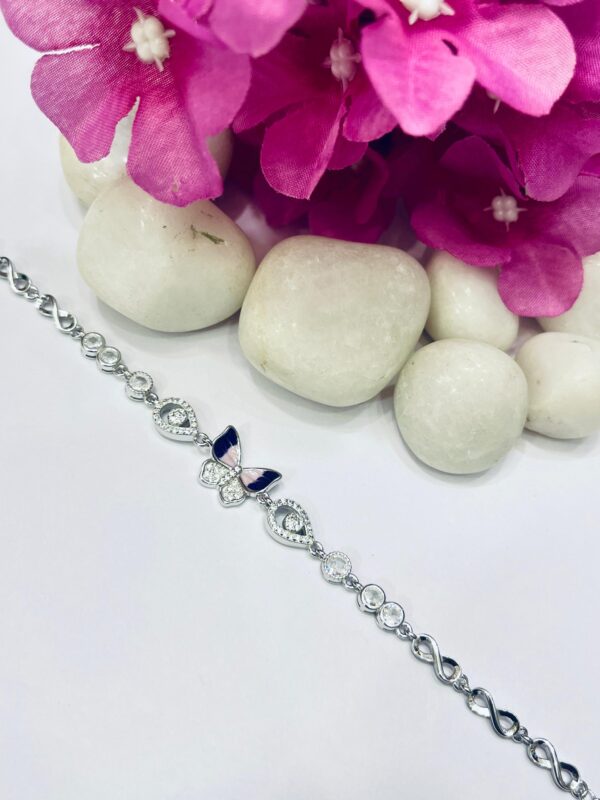 WhatsApp Image 2026-06-22 at 6.01.59 PM 92.5 Pure Silver Pink Blue Butterfly Shape Chain Bracelet