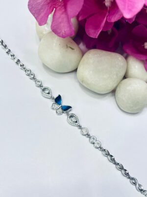92.5 Pure Silver Blue Butterfly Infinity Design Chain Bracelet
