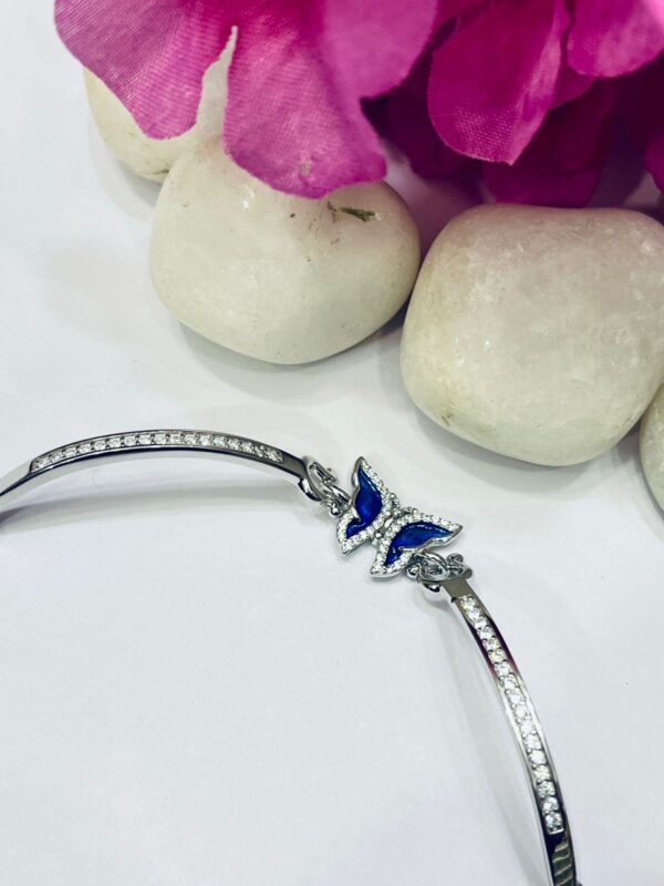 92.5 Pure Silver Beautiful Blue Butterfly Shape Bracelet
