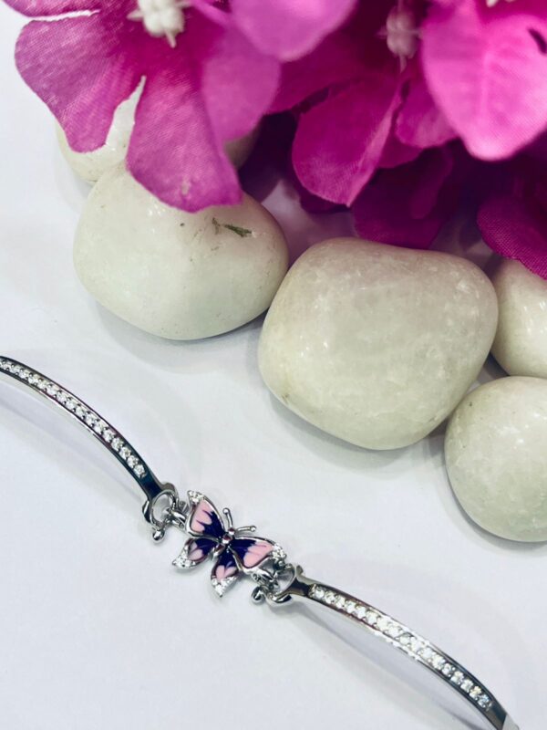 WhatsApp Image 2026-06-22 at 6.35.33 PM 92.5 Pure Silver Beautiful Pink Butterfly Shape Bracelet