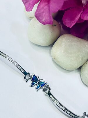 92.5 Pure Silver Beautiful Blue Butterfly Design Bracelet
