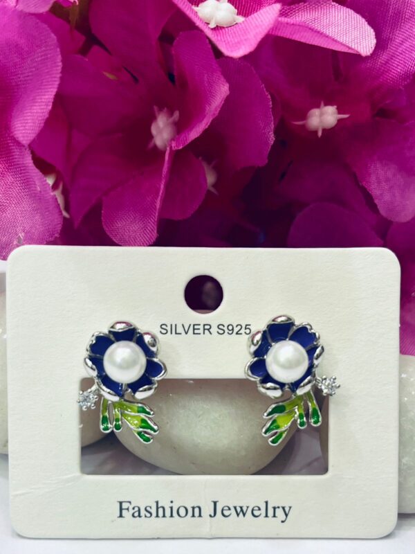 WhatsApp Image 2026-06-22 at 7.07.46 PM 92.5 Pure Silver Stylish Blue Floral Pearl Eartops
