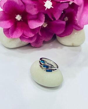 92.5 Pure Silver Stylish Opal Finger Ring (Size-12)