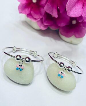 92.5 Pure Silver Premium Butterfly Design Baby Bangles (Pair)