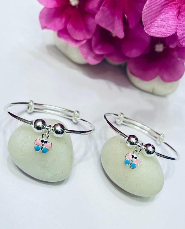 92.5 Pure Silver Premium Butterfly Design Baby Bangles (Pair)