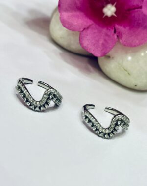 92.5 Pure Silver Stylish Kolka Design AD Stone Toe Ring (Pair)