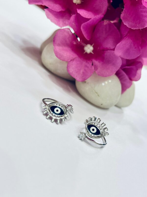 92.5 Pure Silver Evil Eye Design Toe Ring (Pair)
