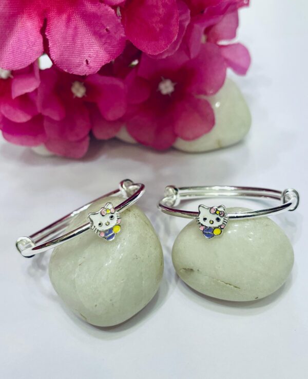 999 Pure Silver Premium Kitty Design Baby Bangles (Pair)