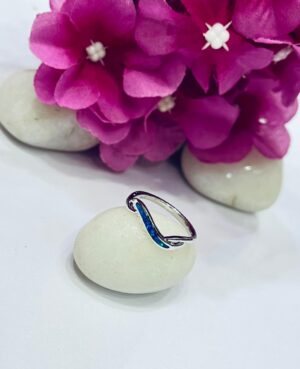 92.5 Pure Silver Stylish Kolka Design Opal Finger Ring (Size-17)
