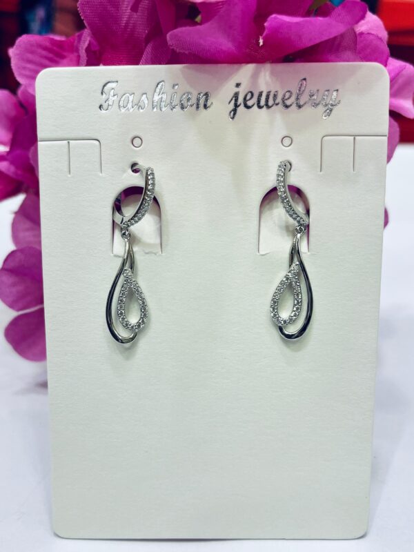 92.5 Pure Silver Hanging Drop Design AD Stone Earrings
