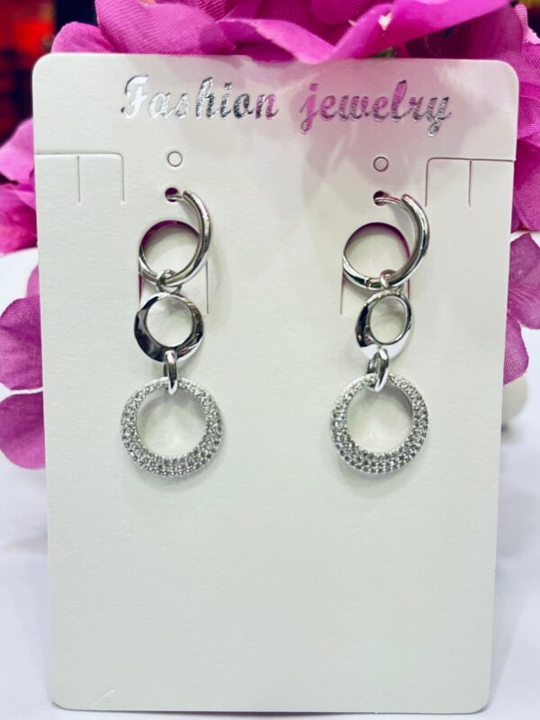 92.5 Pure Silver Tripple Circle Design AD Stone Earrings