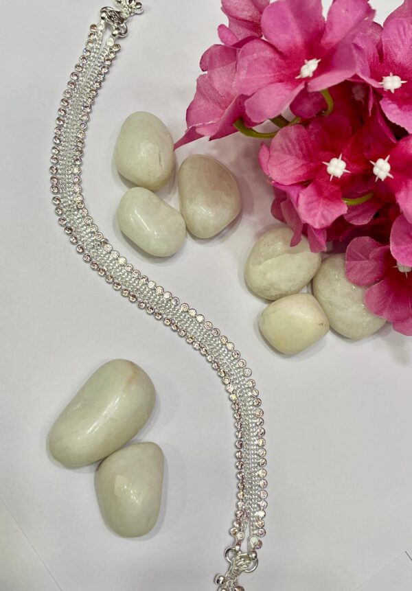 92.5 Pure Silver Beautiful Pink Stone Gorgeous Payal