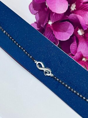 92.5 Pure Silver Infinity Design Heart Shape Mangalsutra Bracelet