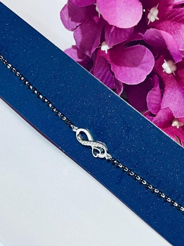 92.5 Pure Silver Infinity Design Heart Shape Mangalsutra Bracelet
