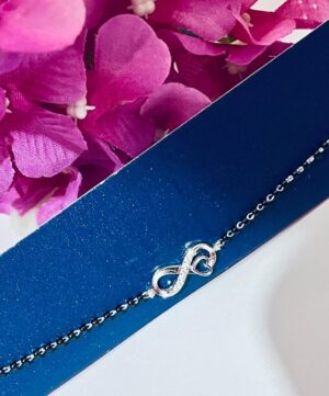 92.5 Pure Silver Infinity Design Heart Shape Mangalsutra Bracelet