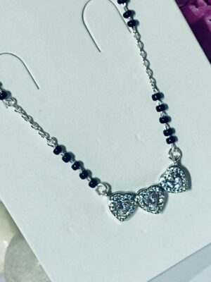 92.5 Pure Silver Tripple Heart Shape Mangalsutra