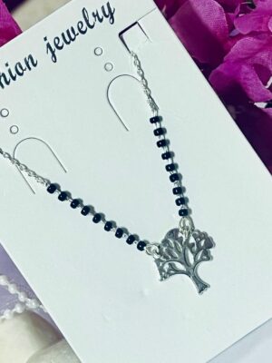 92.5 Pure Silver Beautiful Tree Design Mangalsutra