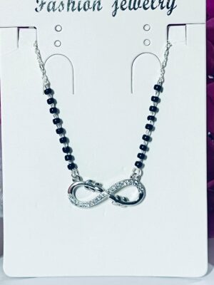 92.5 Pure Silver Infinity Leaf Design Mangalsutra