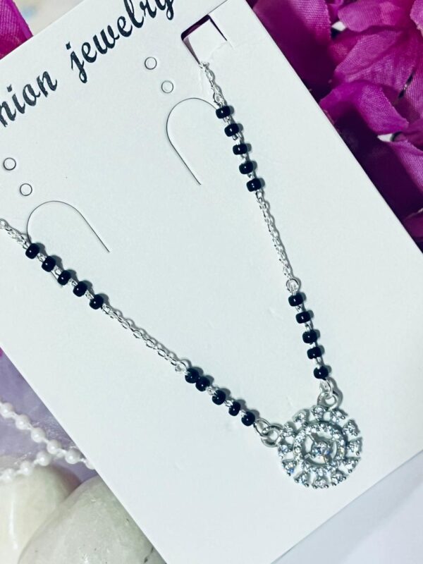 92.5 Pure Silver Circle Round Shape AD Stone Mangalsutra