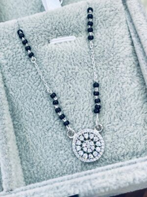 92.5 Pure Silver Circle Design AD Stone Mangalsutra
