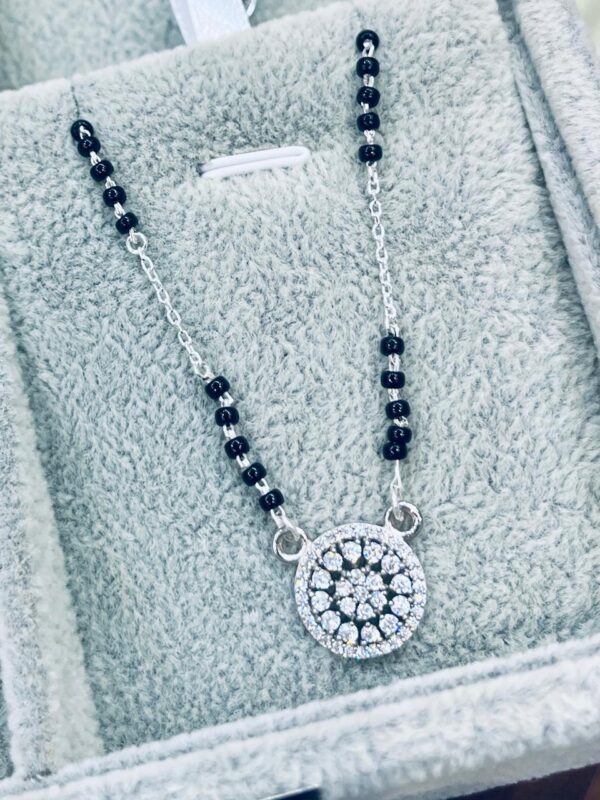 92.5 Pure Silver Circle Design AD Stone Mangalsutra