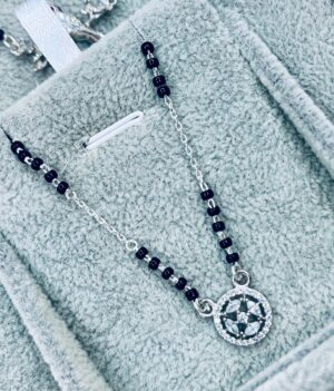 92.5 Pure Silver Round Shape Floral Design Mangalsutra