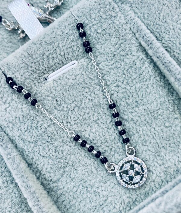 92.5 Pure Silver Round Shape Floral Design Mangalsutra