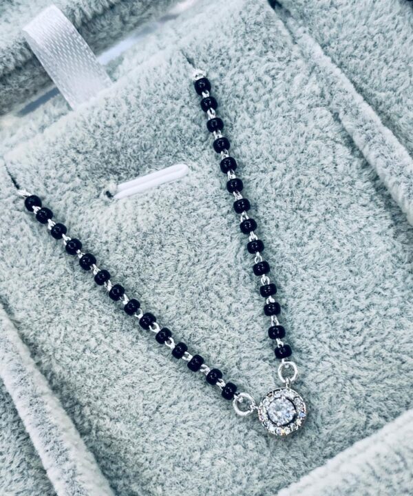 92.5 Pure Silver Round Shape AD Stone Mangalsutra