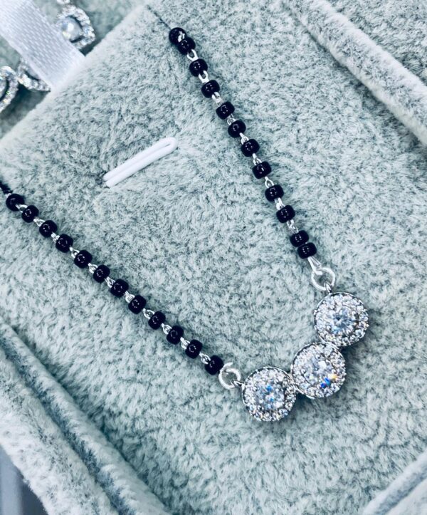 92.5 Pure Silver Triple Round Shape Mangalsutra