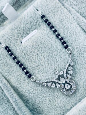 92.5 Pure Silver Floral Kolka Shape Mangalsutra